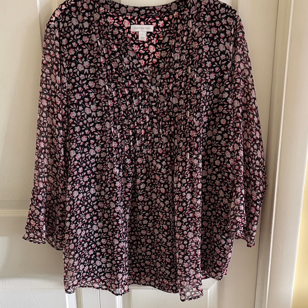 Floral Black and Pink Women's Top